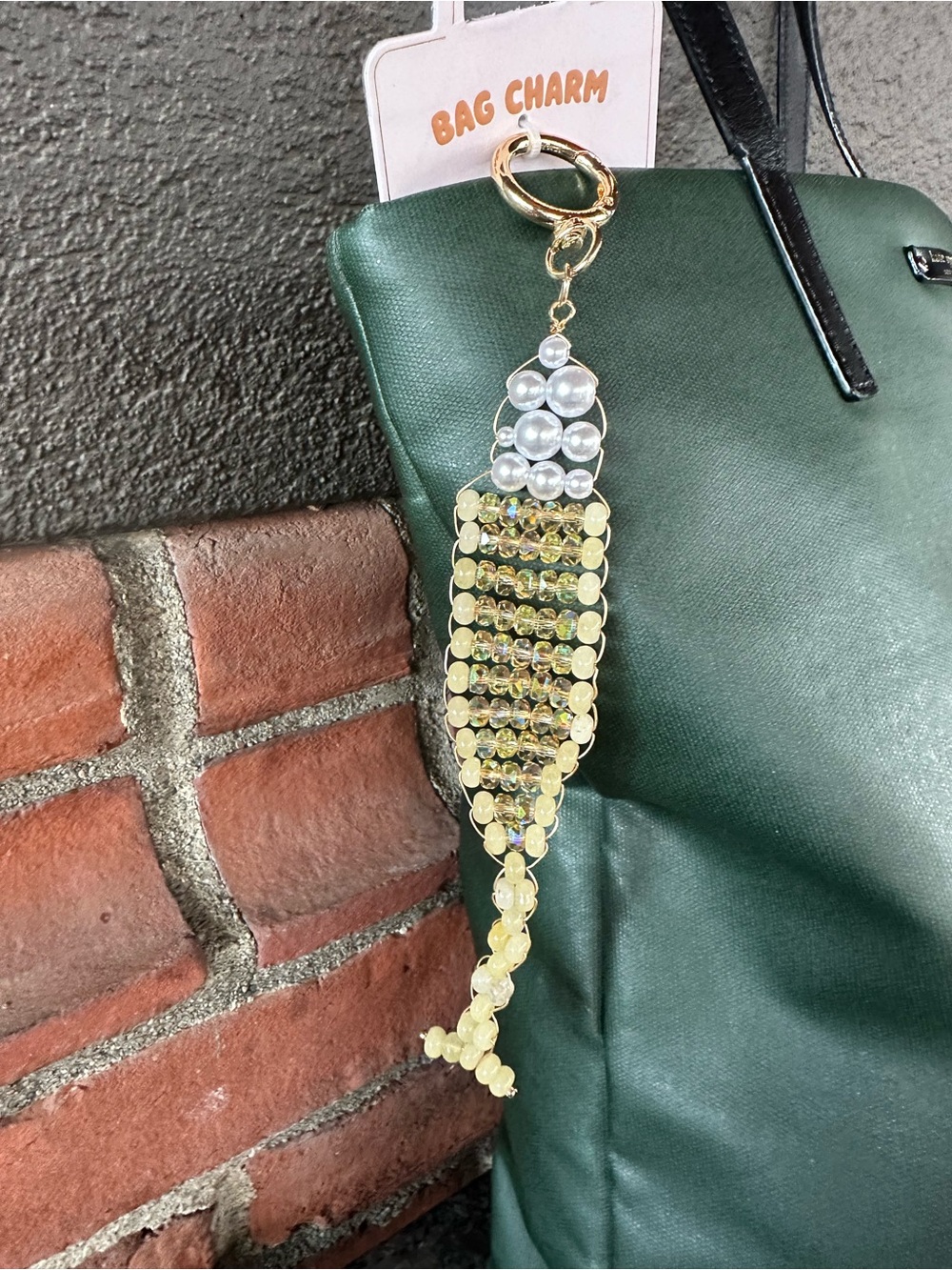 Anthropologie Beaded Champagne Glass Bag Charm NWT